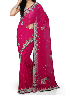 Dark Fuchia Saree