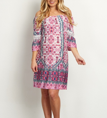 Pink Tribal Embroidered Dress