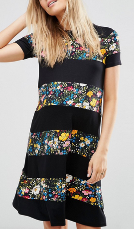 ASOS Floral Stripe Tee Shirt Dress