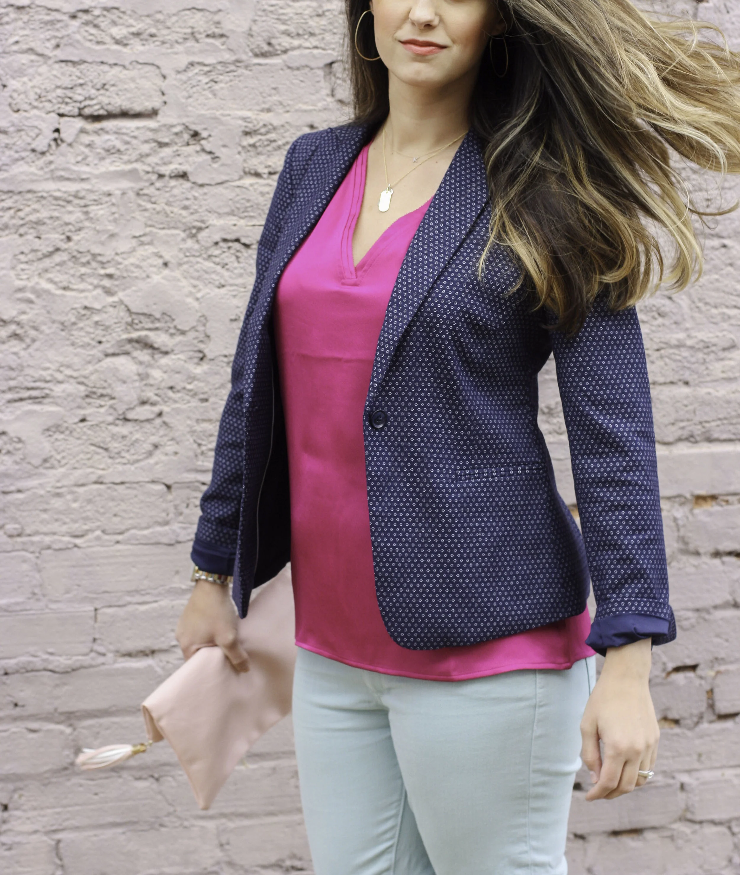 Fuchsia Silk & Navy Wool.