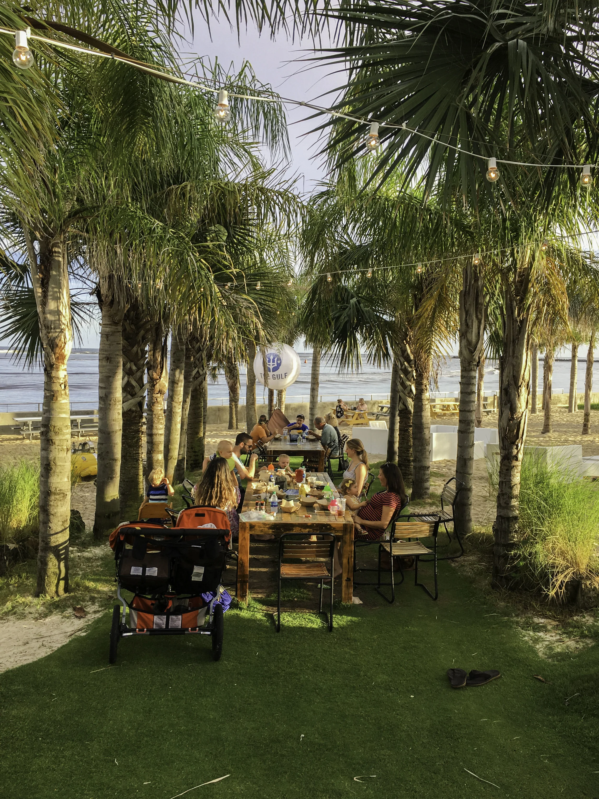 Dinner outside at The Gulf - a perfect restaurant for big groups and families. The kids could run around and play on the soft grass while we ate by the water.