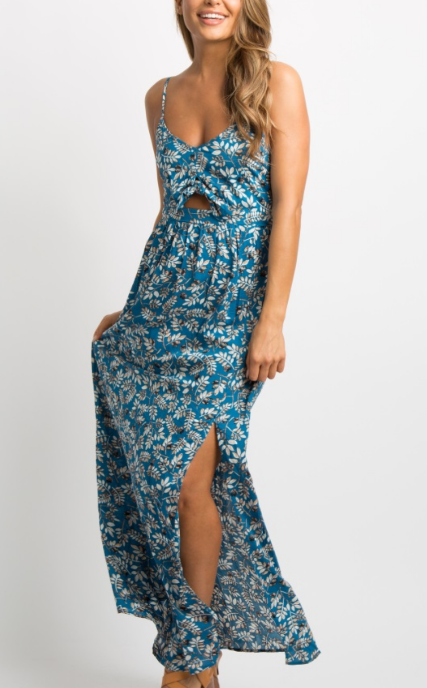 Pinkblush Blue Leaf Maxi Dress