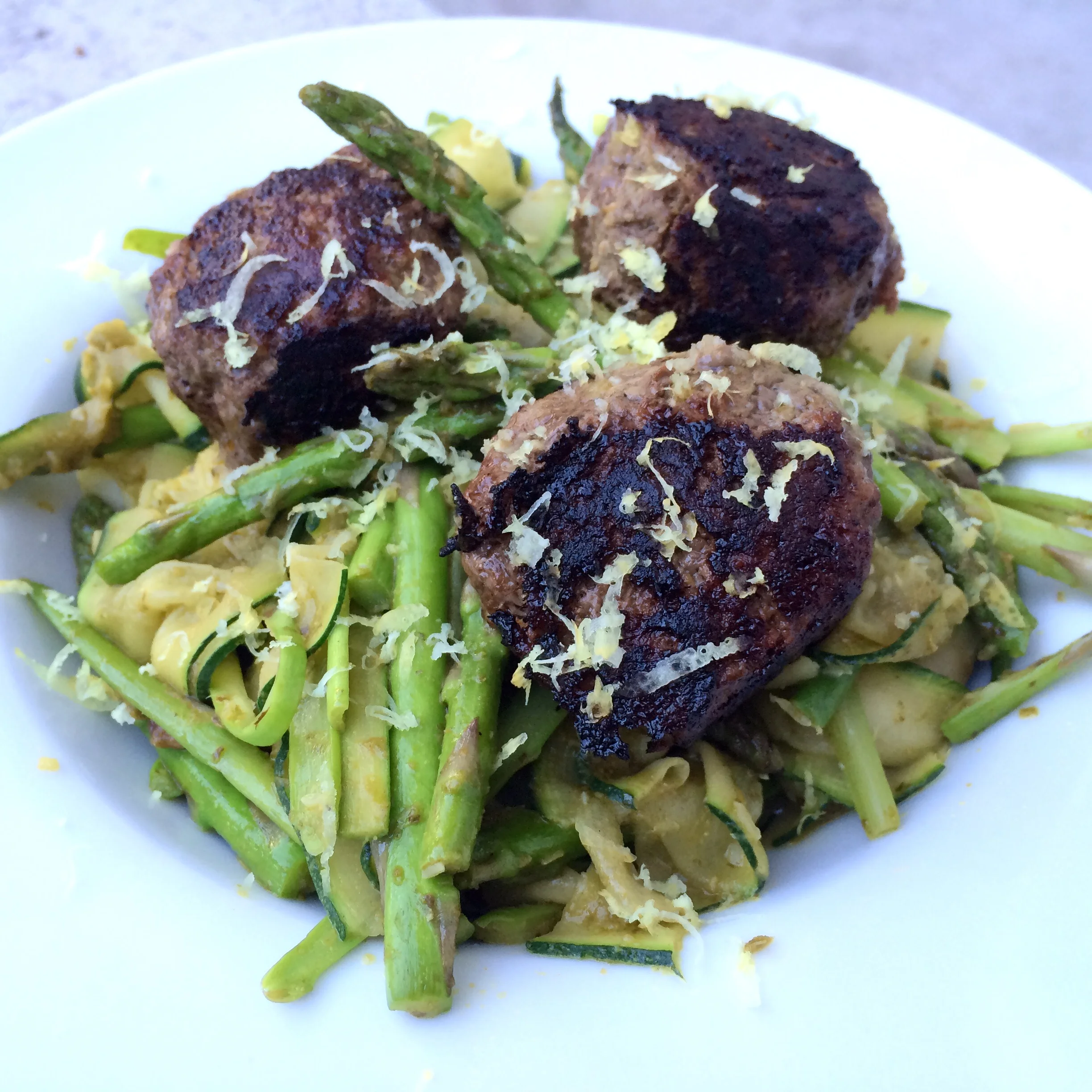 Bison Pesto Meatballs with Zucchini Ribbons