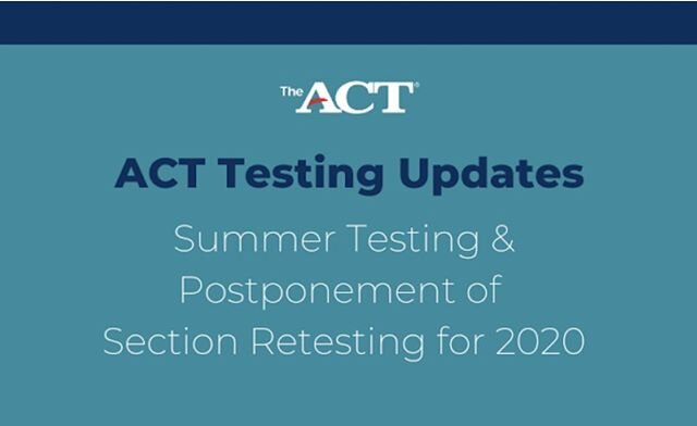 Among other announcements, ACT is postponing introduction of section retesting. http://ow.ly/wevC50AbOpm