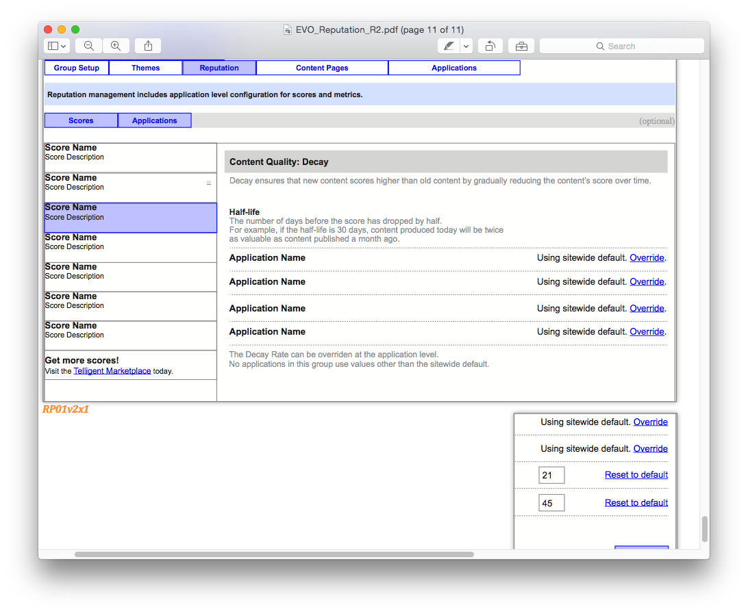 Content Quality score configuration. More complex, custom algorithms could also be installed. 