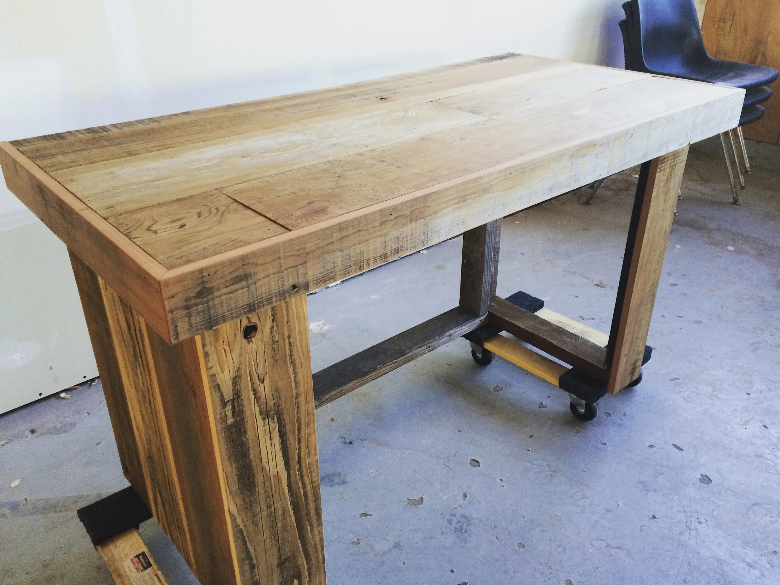 Part of our reclaimed wood entry table ready for finishing!