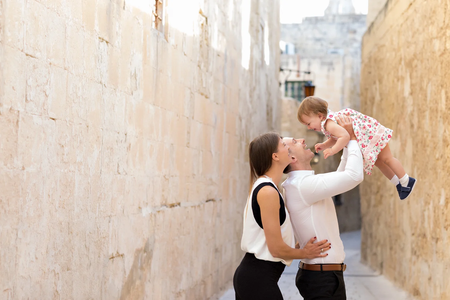 historic location, malta family photographer, mdina, fashion models, parents toddler, whimsical boutique photographer swedish photographer malta