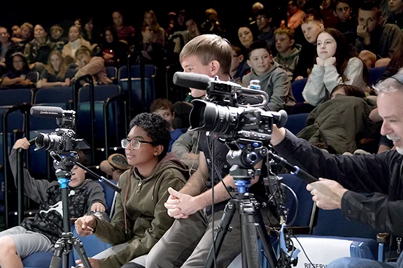 Young Voices students directing a short movie