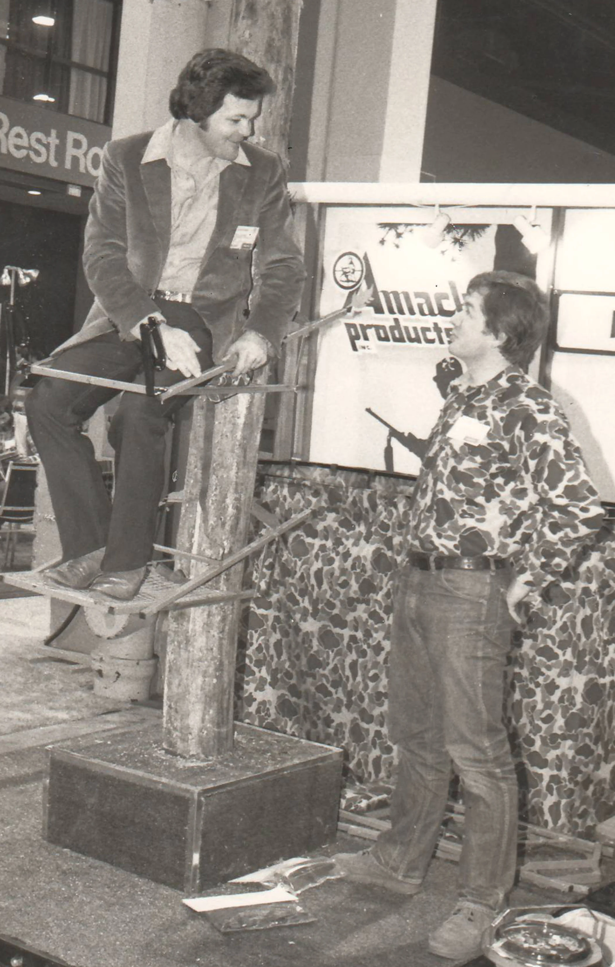  Paul Demonstrates his tree stand design at the very first NSSF Shot Show held in St. Louis, MO in 1979 