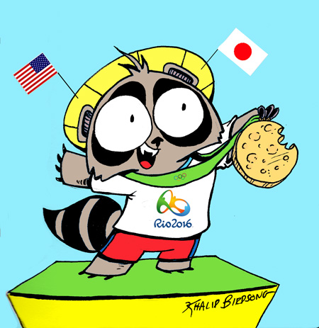 Congratulations athletes of the 2016 Olympic games! Tanuki couldn't decide which country to support so he just went for both.