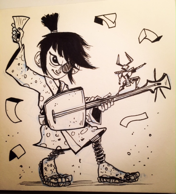 The inked version before adding color. I really wanted the color black added throughout the drawing to add weight and balance.