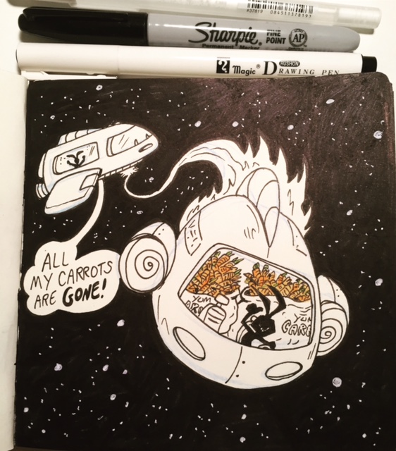 "In space, carrots are hard to come by. You must collect them when you can." -Ninja Space Bunny Inktober day 3- COLLECT