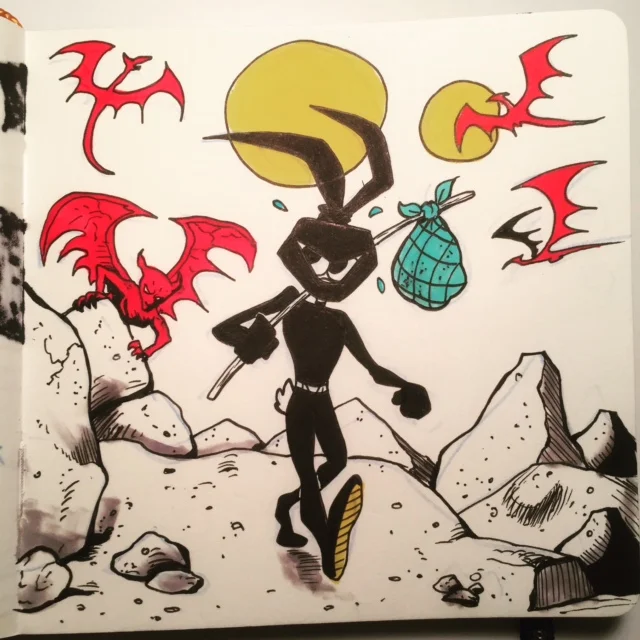 Some say he gave up on the life of being a Ninja Space Bunny. Others say, he was just lost. Inktober day 7- LOST