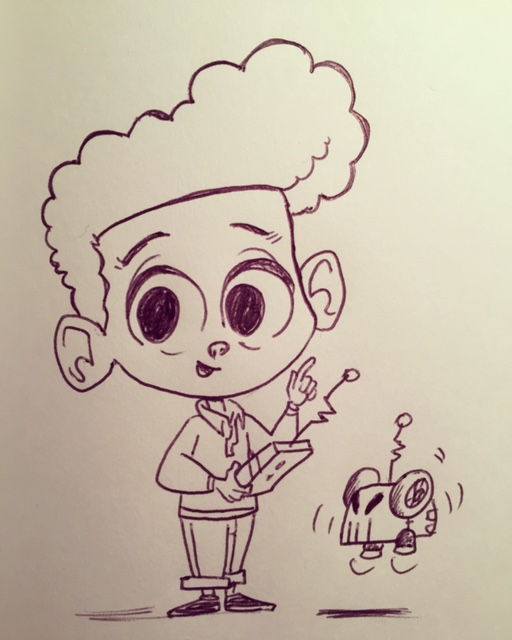 Little Genius- Tyrell- "My robot will be your best friend! He will follow you wherever you go and answer any question you have!"