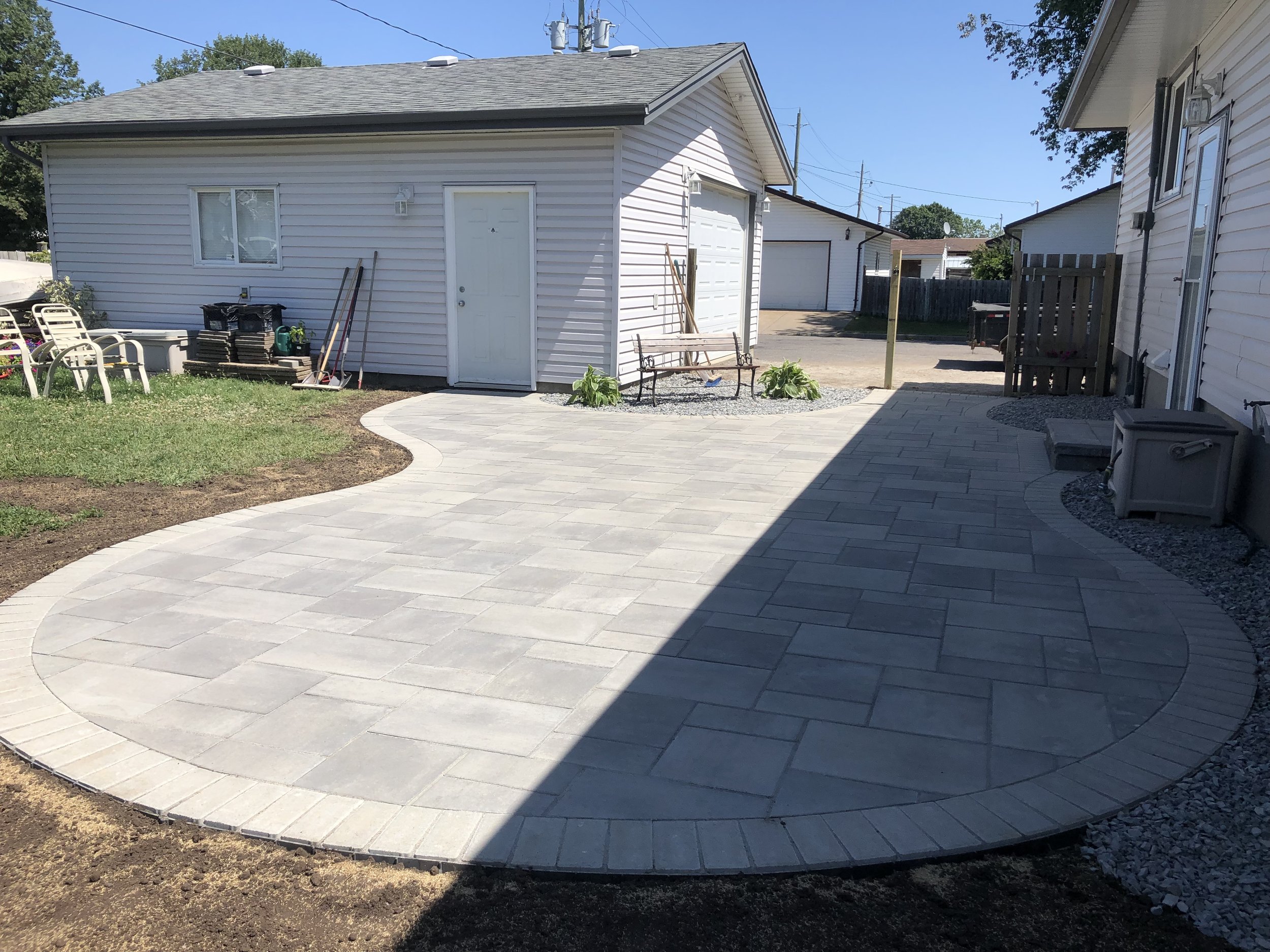 Pour Boys designed Aztec paver patio