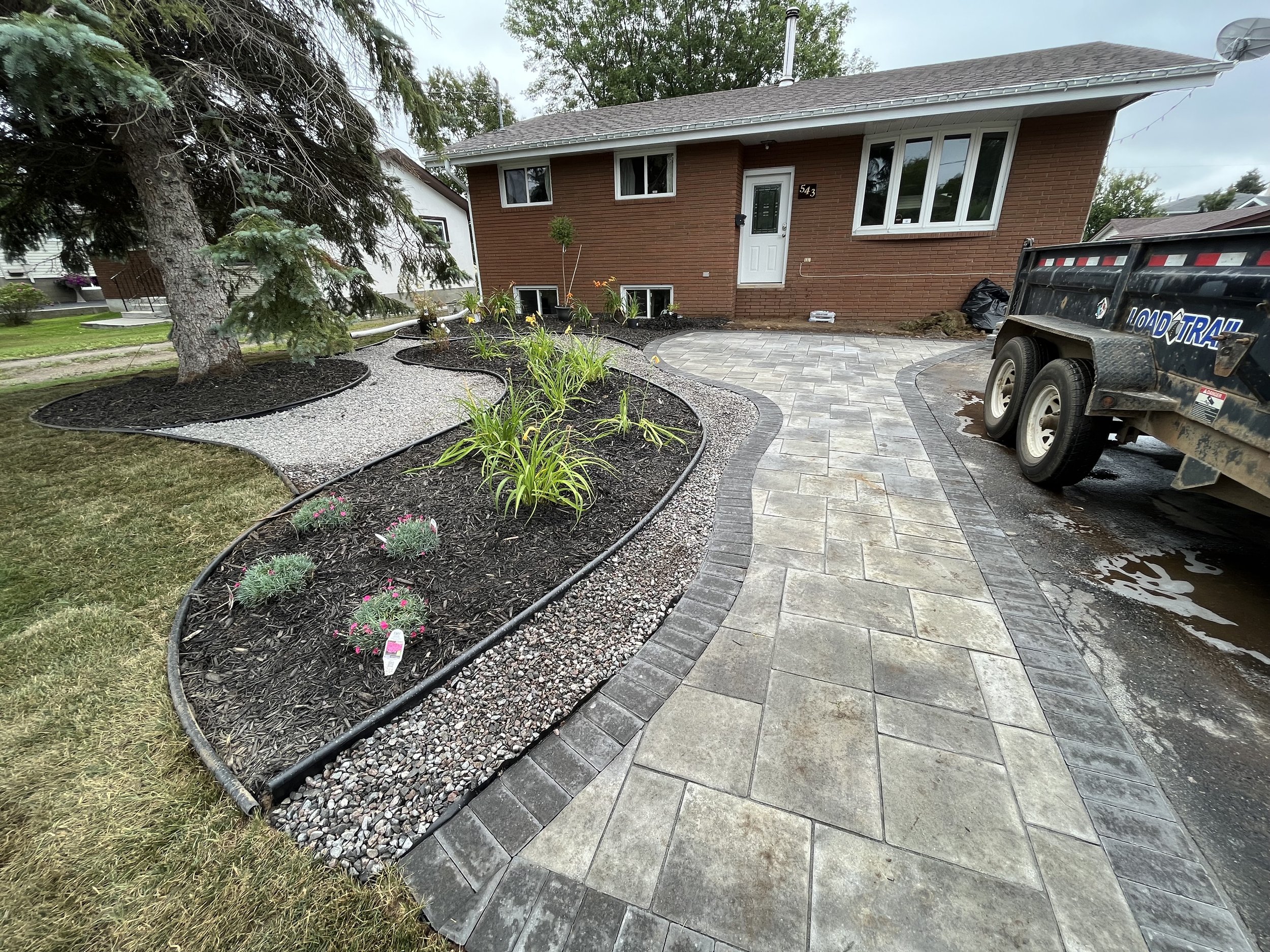 Brows Appian paver pathway with landscaping and new sod