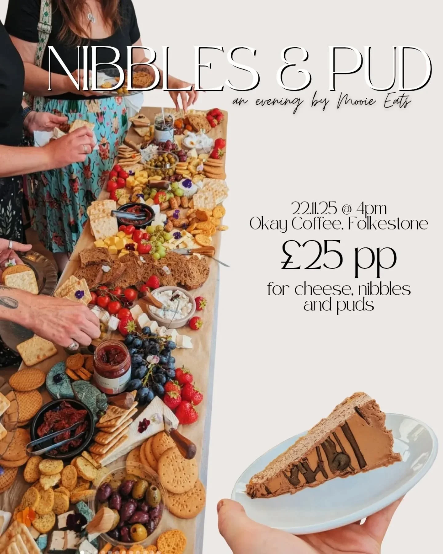 Comment below for the link 👇

When? 22nd November 4pm-7pm

Where? Okay Coffee, 98 Sandgate Rd, Folkestone CT20 2BB

What? Vegan Nibbles, Cheese &amp; Puds - enough for dinner! The grazing board will be replenished as it&rsquo;s demolished. Bring tup