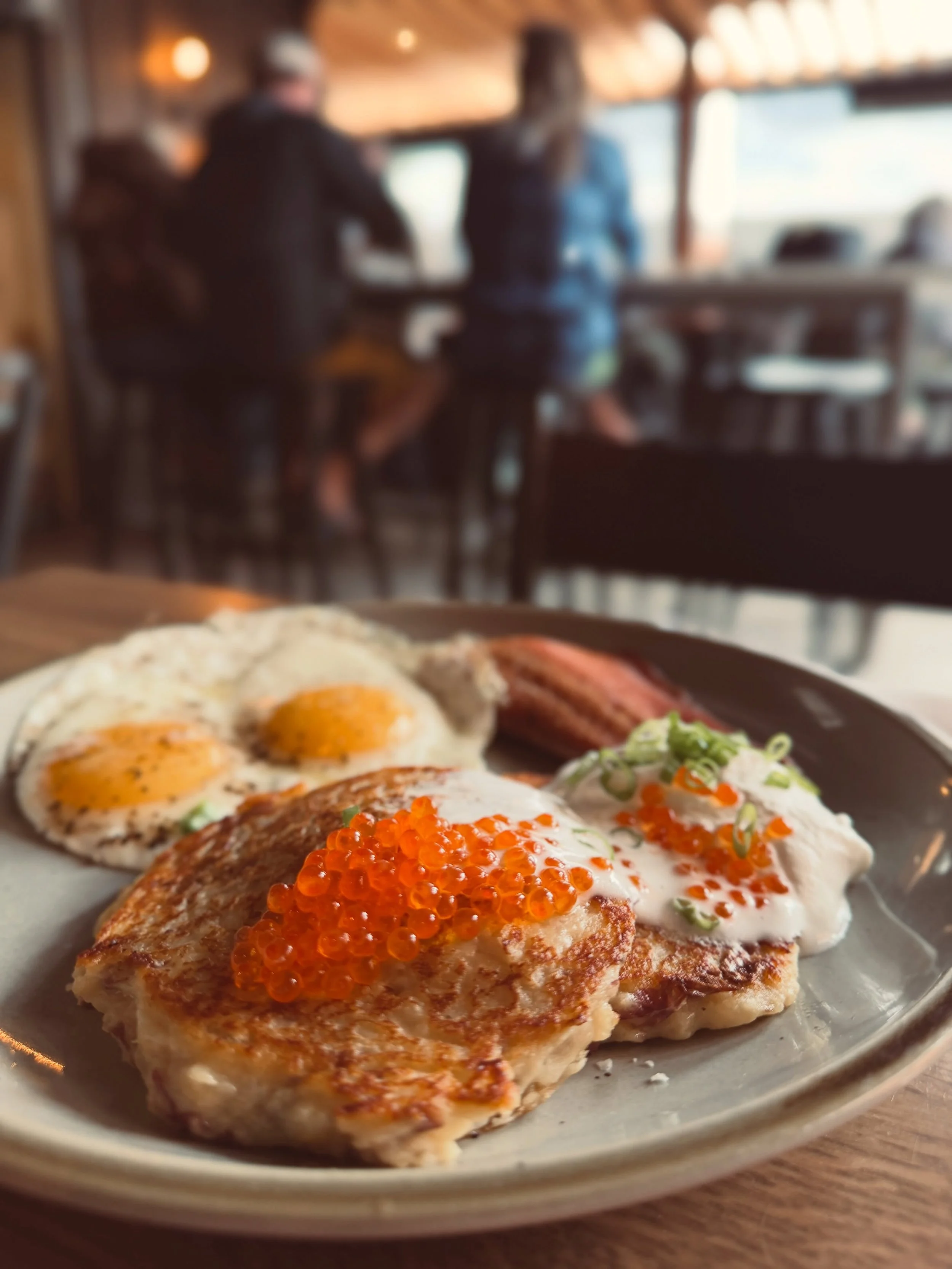 Each Friday, the one and only chef Gerry, cooks up a breakfast special to serve through Sunday. This was his potato pancakes with creme fraiche, smoked trout, and roe. And here is what to look forward to for the rest of the month:

6/12-14: SHAKSHUKA