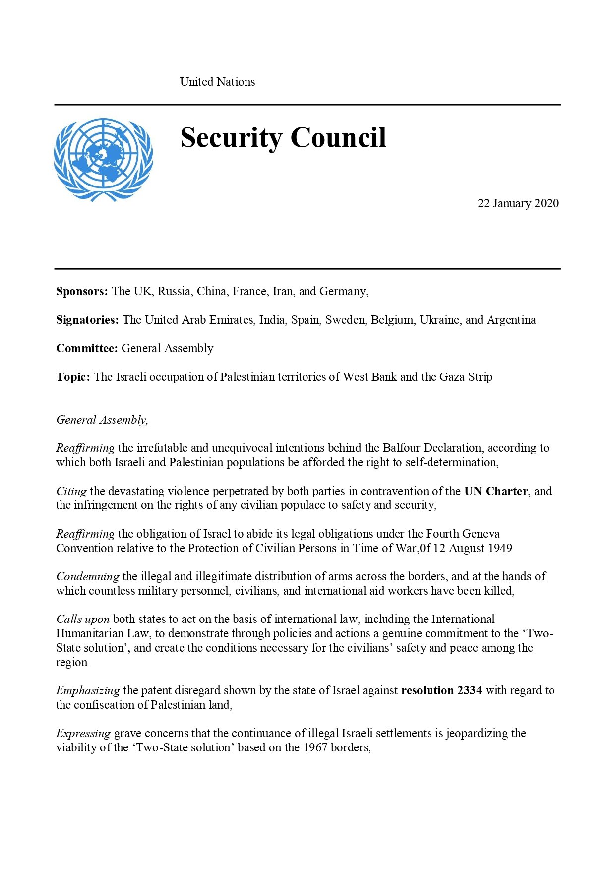 MUN Resolution (Lebanon) - Israeli Conflict_pages-to-jpg-0001.jpg