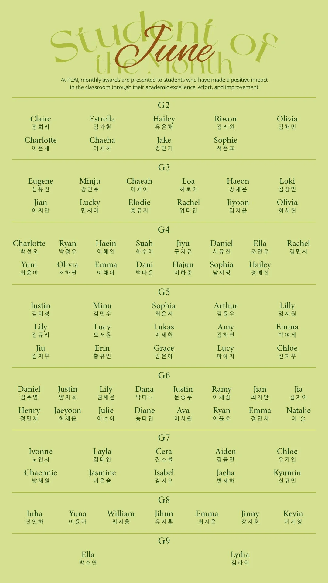 Student of the Month - June