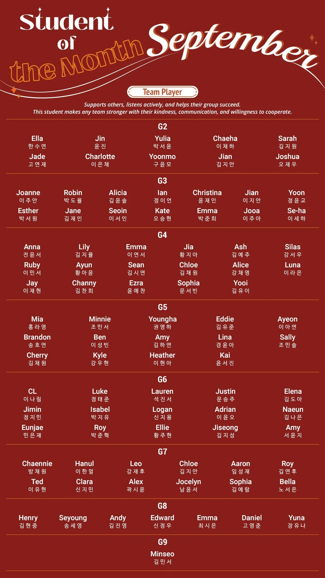 Student of the Month - Sept