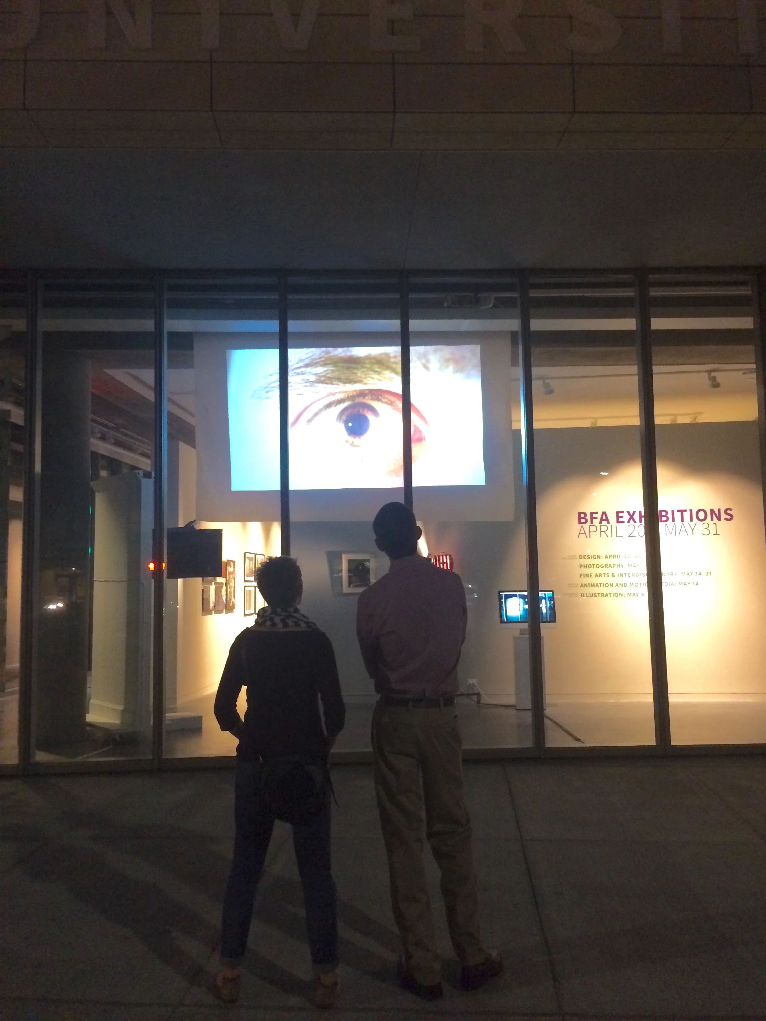 Viewers from the sidewalk of Mass Ave 