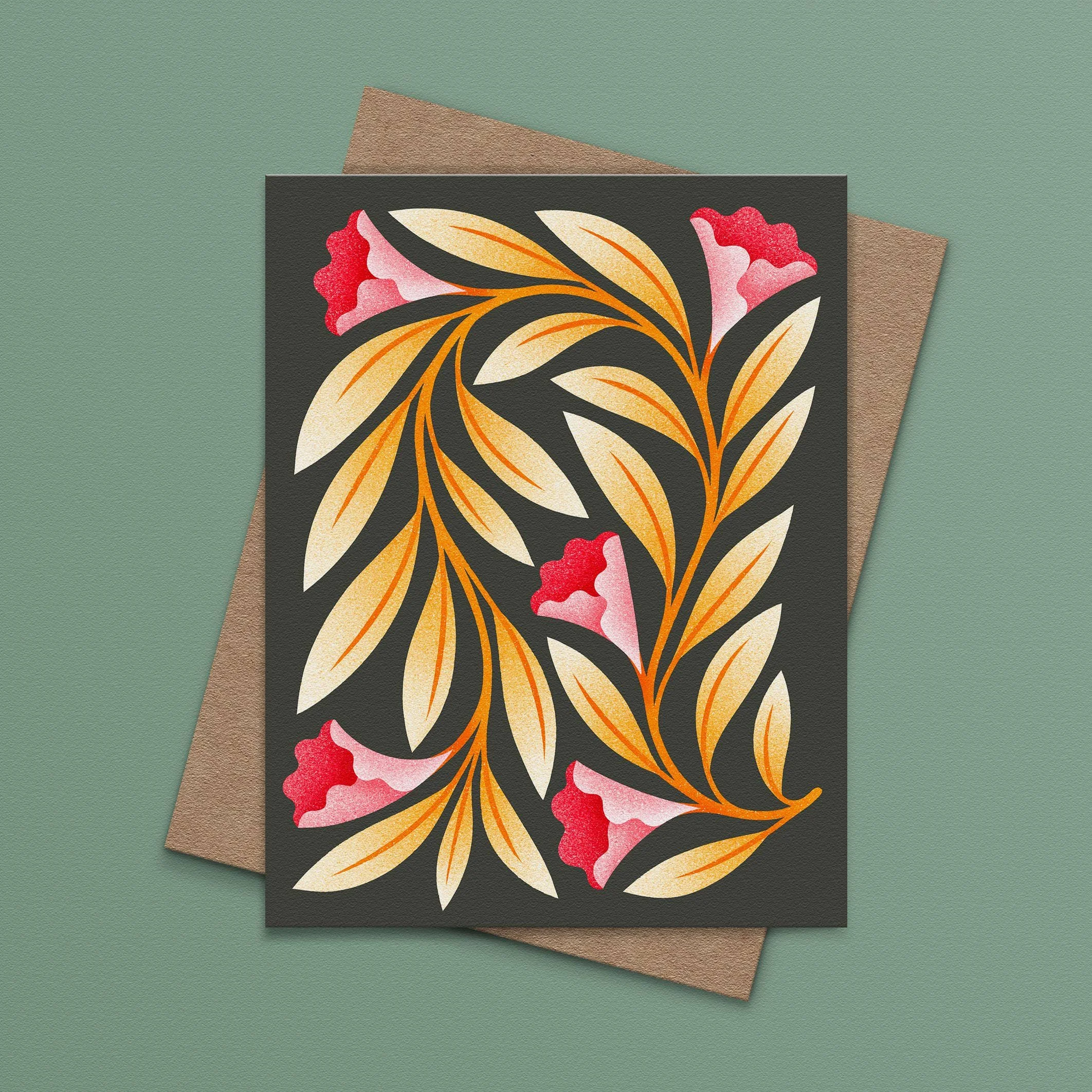 Floral Pink Flowers Greeting Card