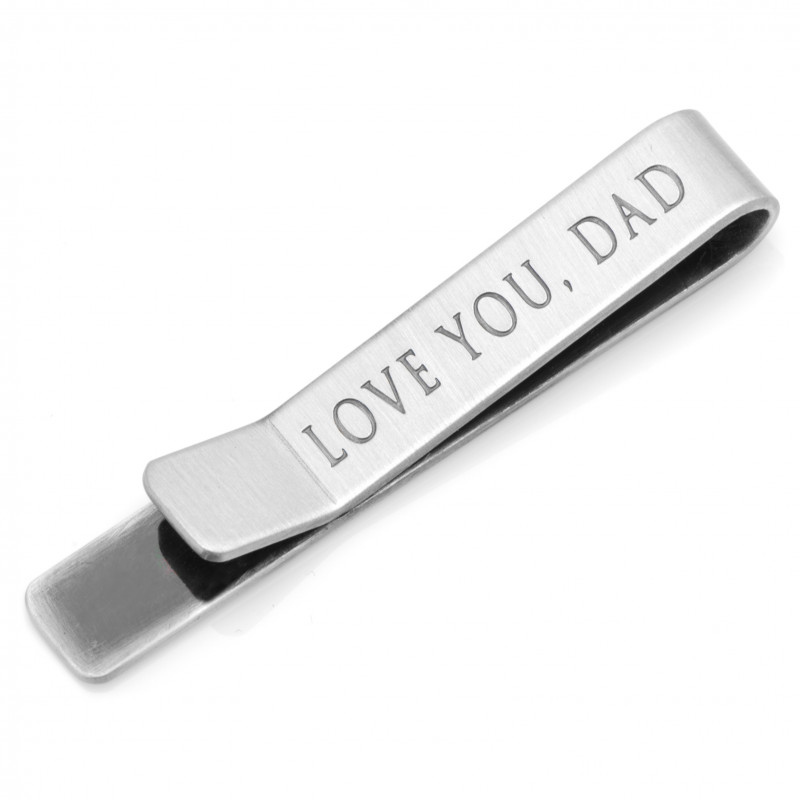 DAD Luxury Slide Tie Bar 2 Inch Silver kilofly Mens Hidden MessageLOVE YOU 