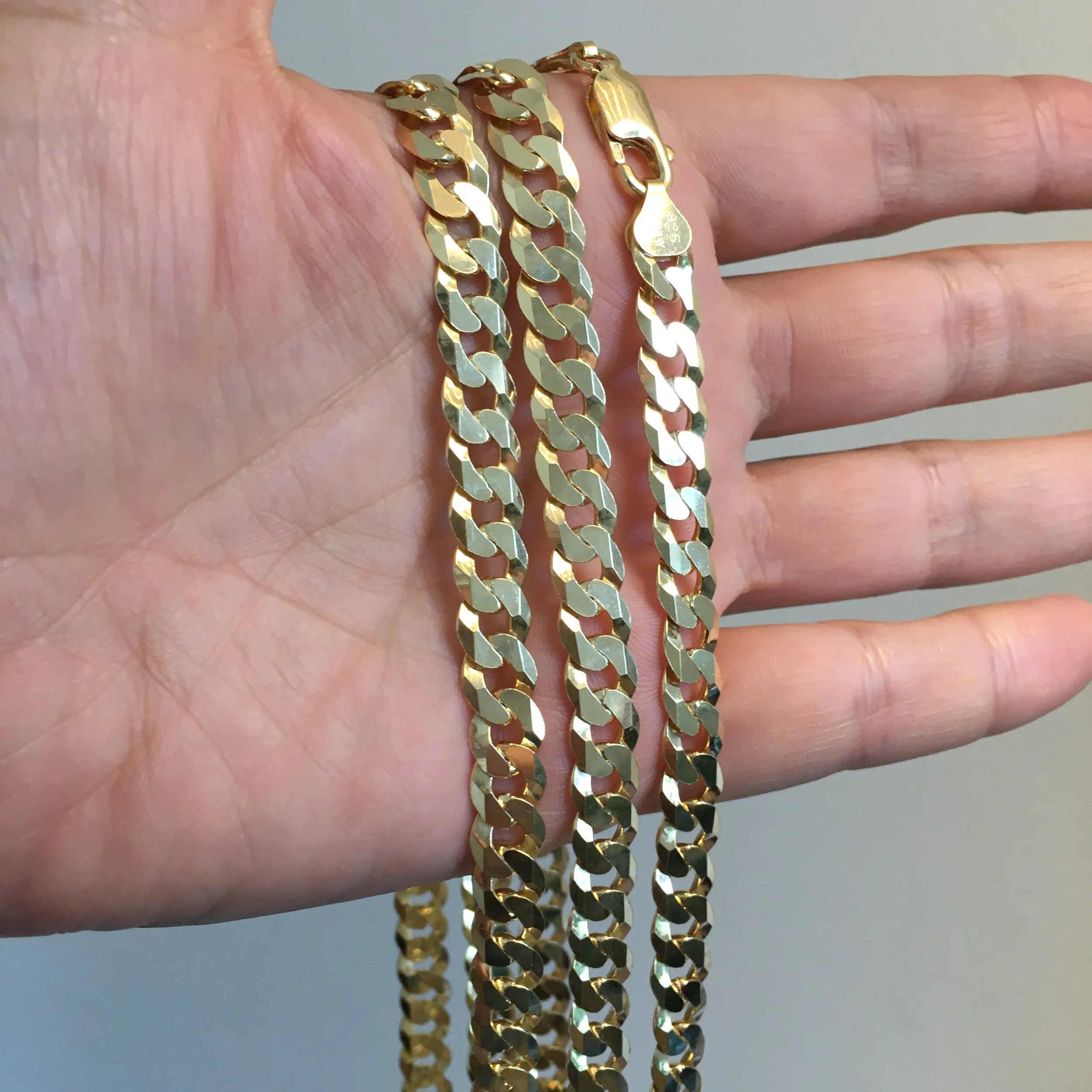 Sterling Silver Gold Vermeil Flat Curb 