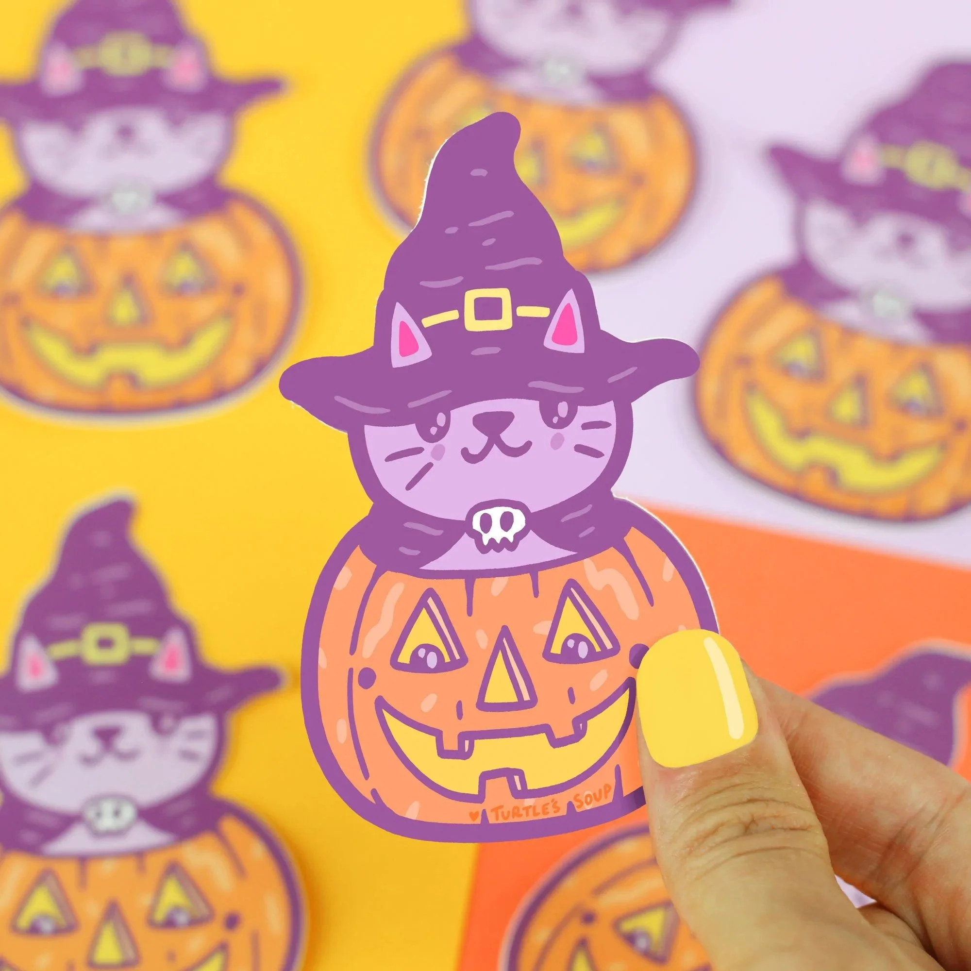 CutePumpkinKittenHalloweenVinylSticker_KittyWitch_CatLover_LaptopDecals_WaterBottleStickers_Jackolantern_Art.jpg
