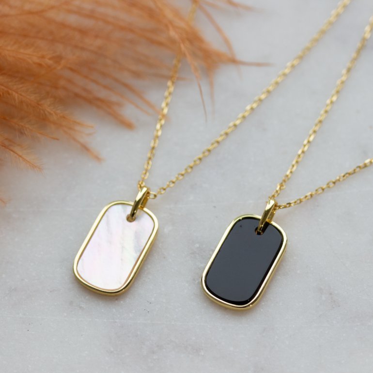 925 Gold Vermeil Dog Tag Necklace — The Beau Bauble