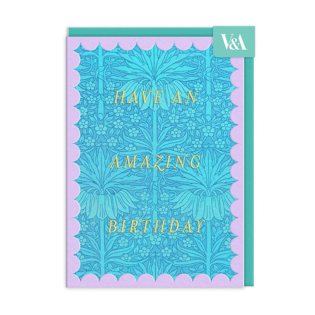 Scalloped Blue Fritillaria Birthday Card