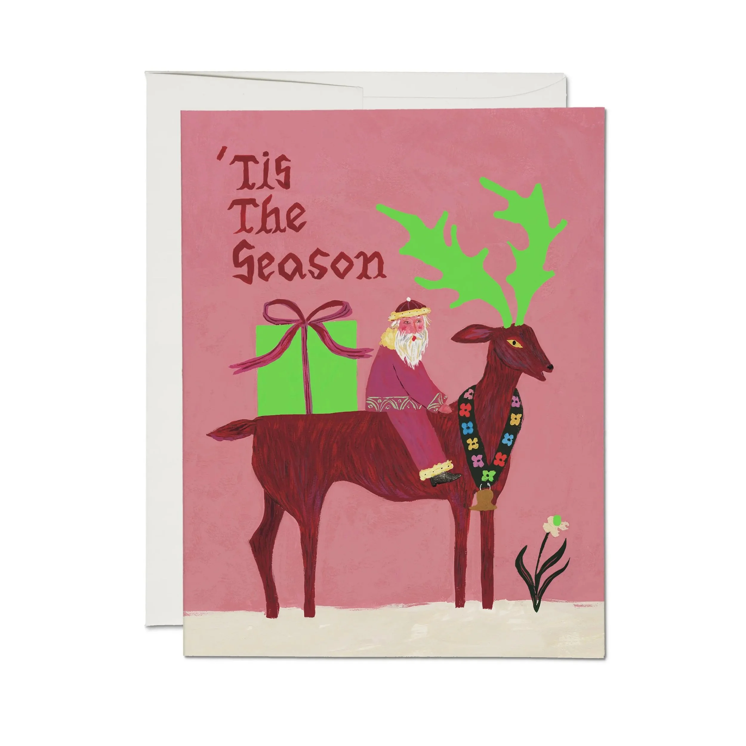 Santa Riding Reindeer Card
