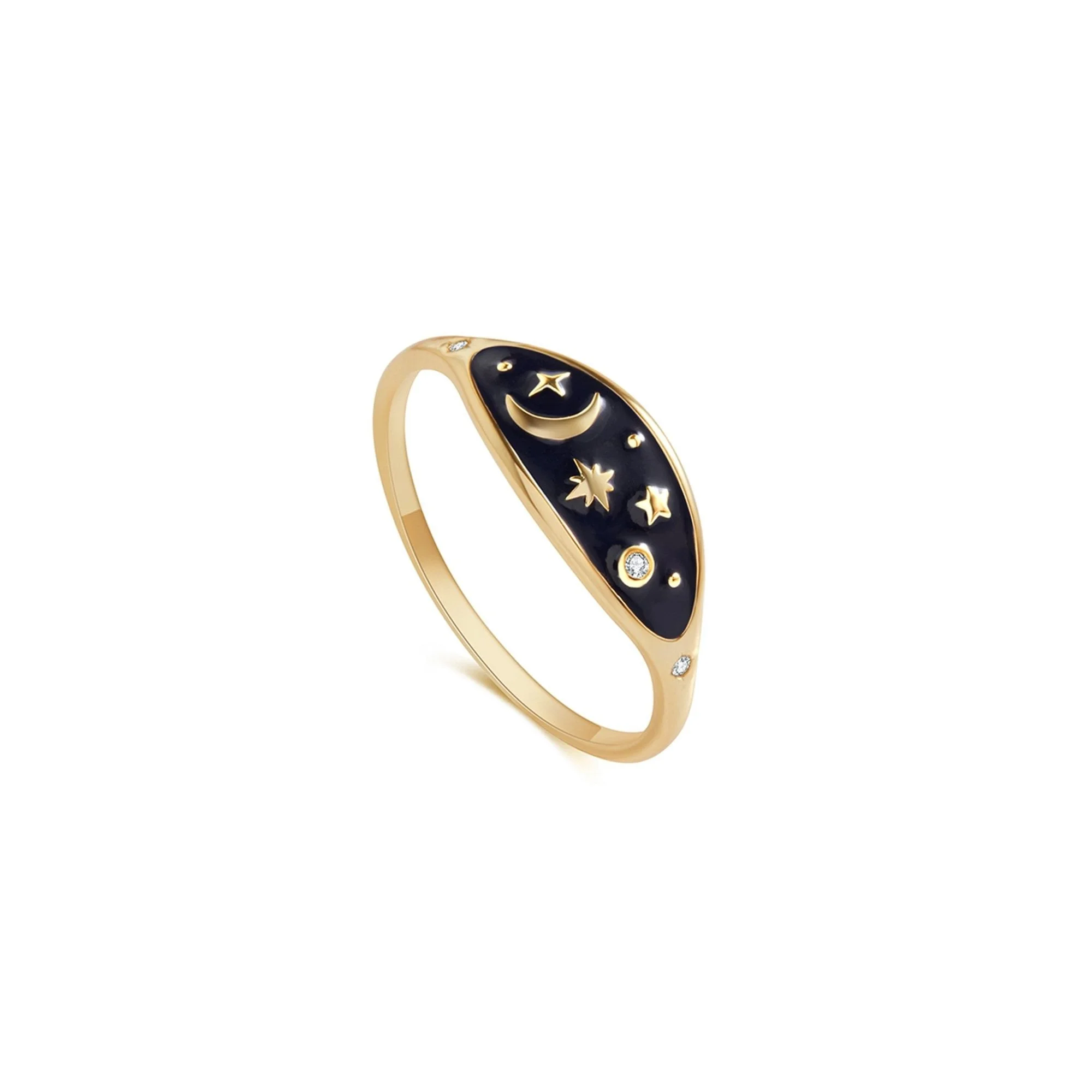 Enamel Celestial Signet Ring