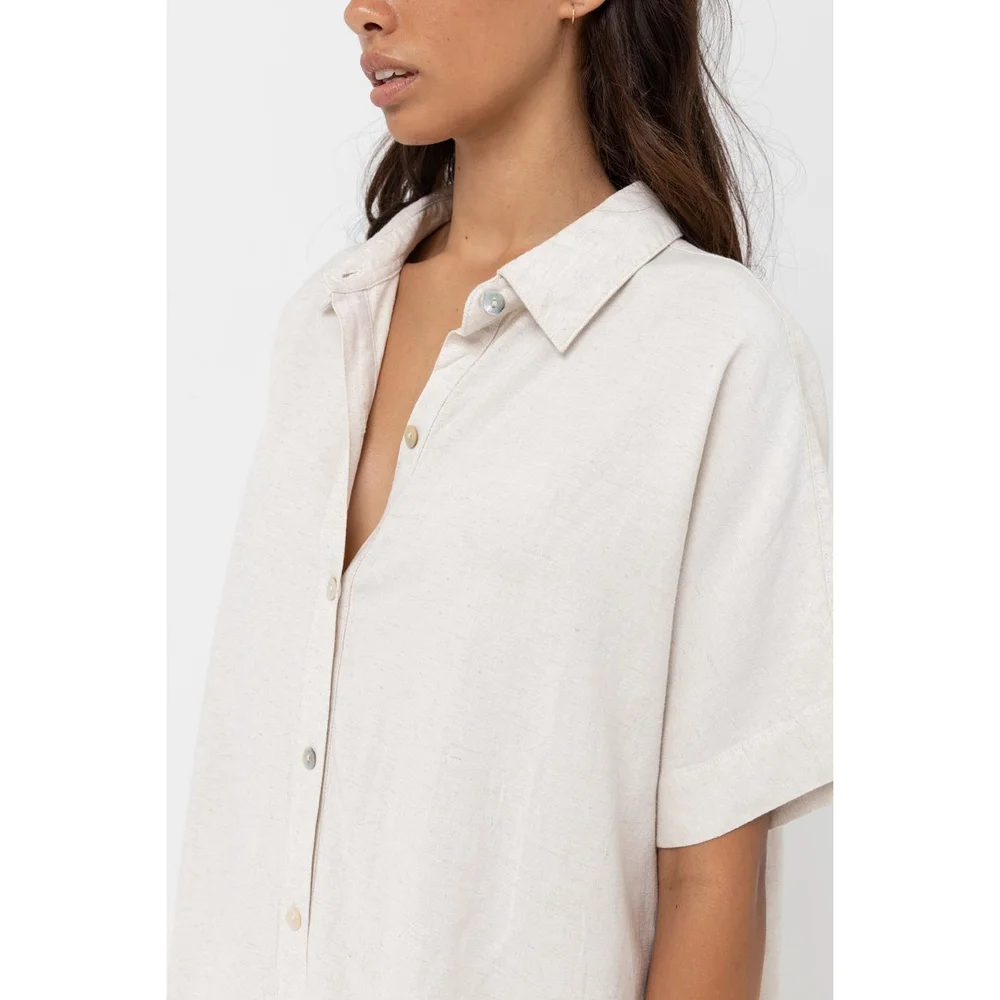 white christmas dresses RHYTHM CLASSIC LINEN SHIRT DRESS main image 0