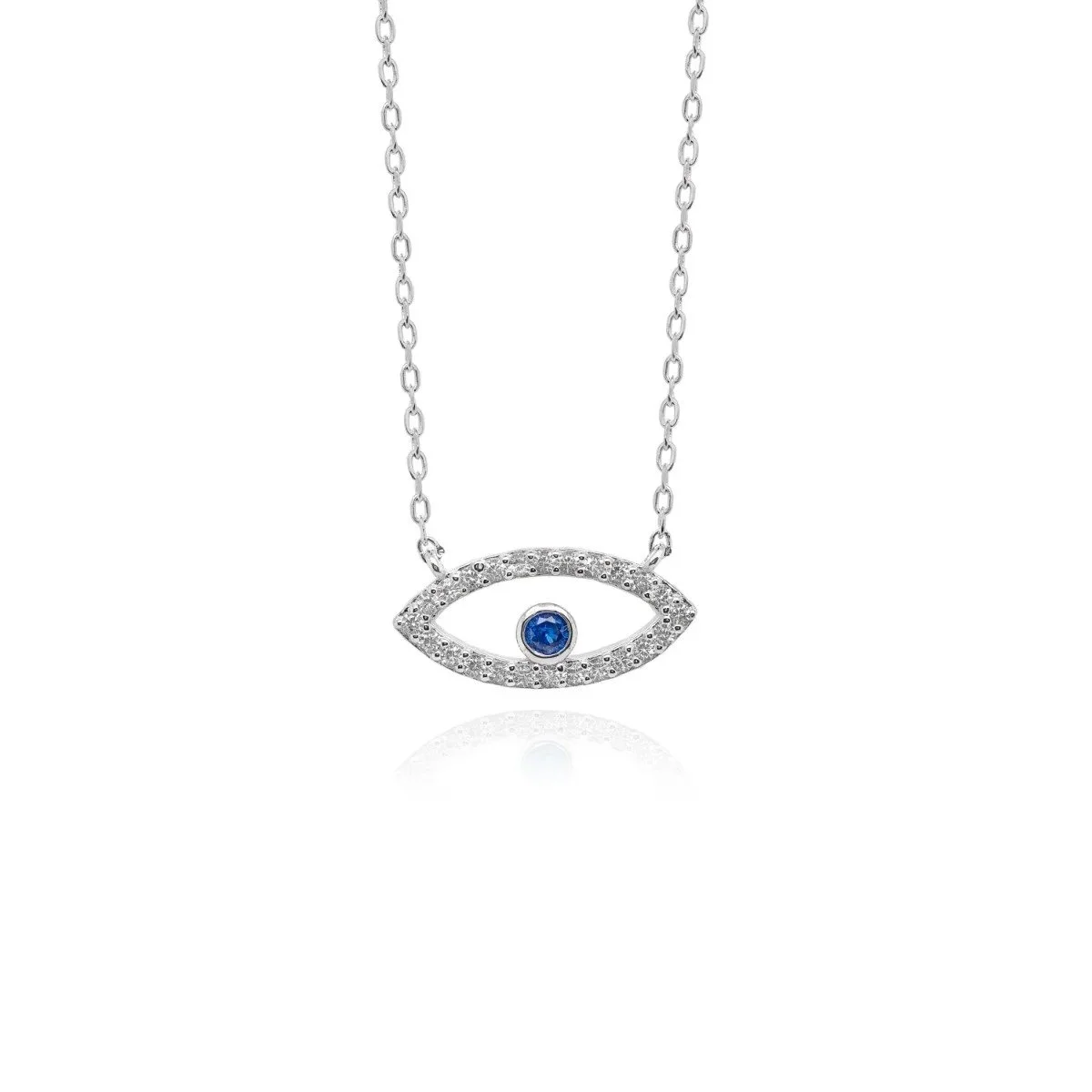 Blue Bezel Evil Eye Necklace