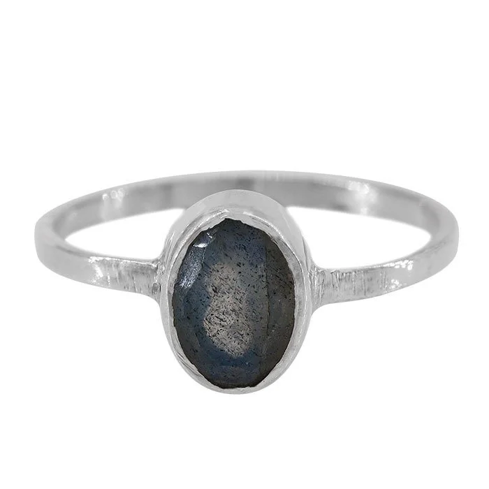 Sterling Silver - Faceted Labradorite Ring