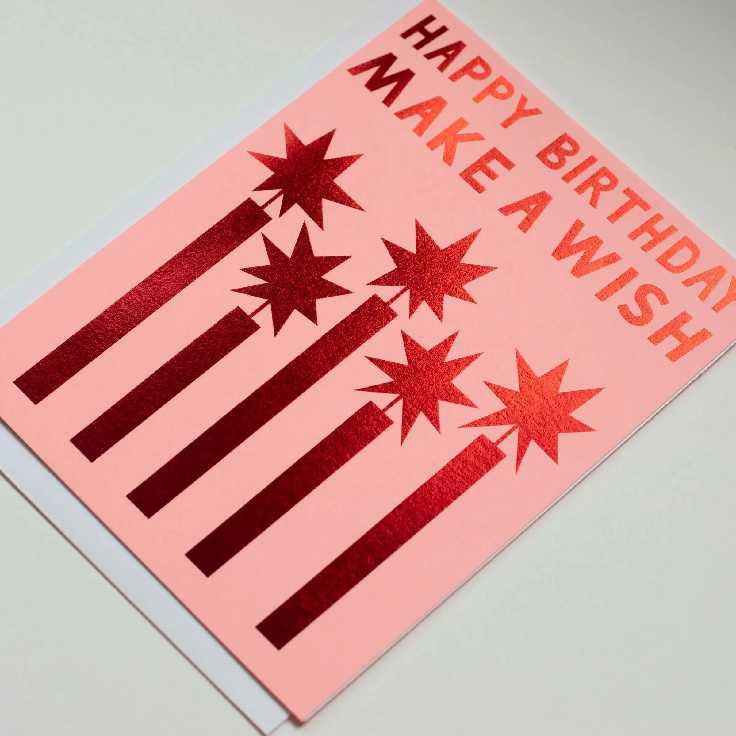 Red Foil Happy Birthday Make A Wish Card