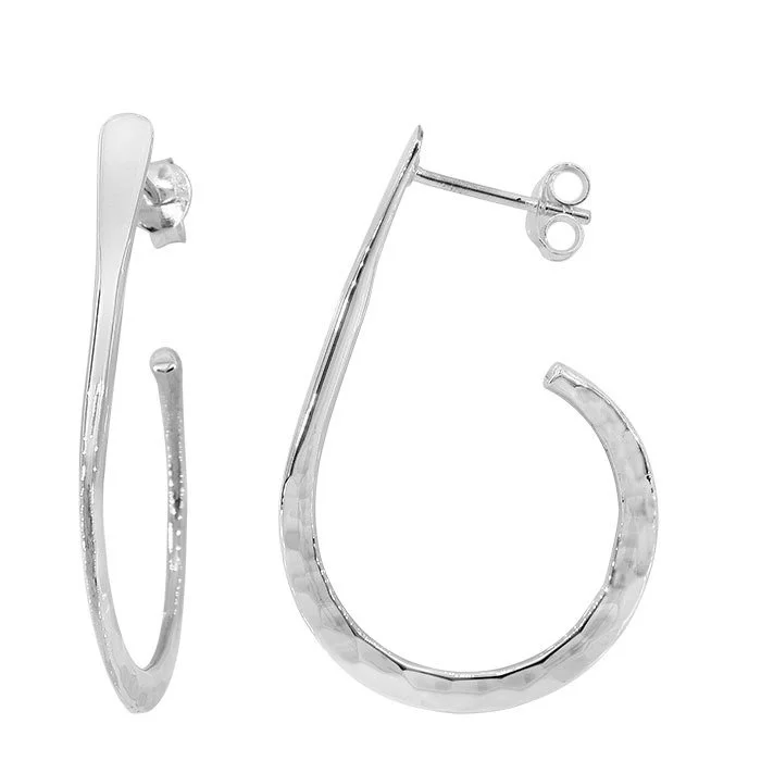 Sterling Silver Hammered Hook Earring