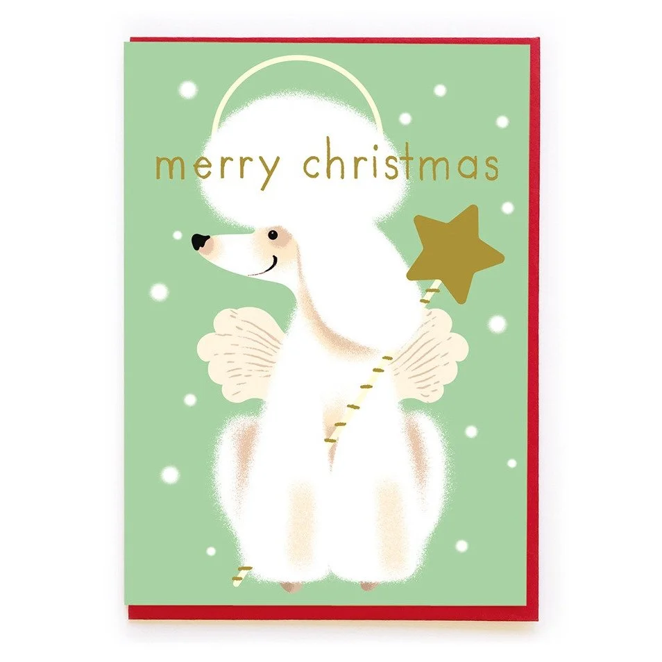 Poodle Angel Card