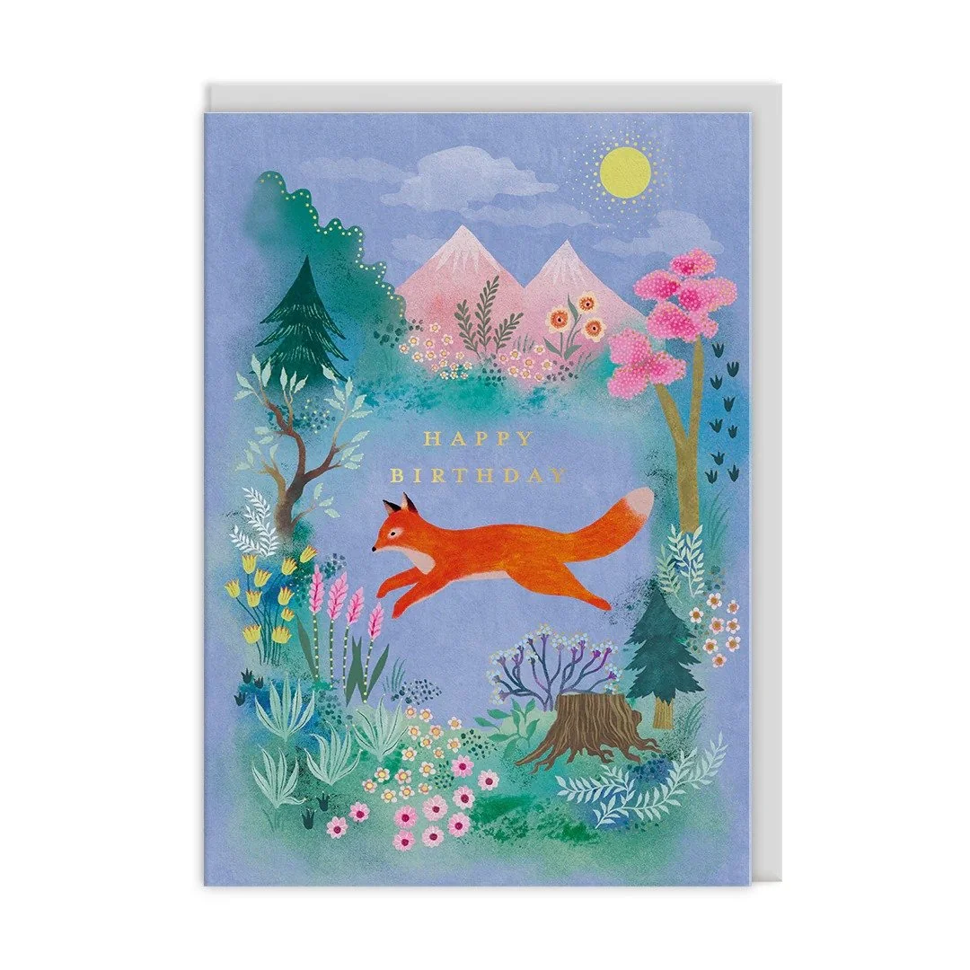 Mountain Fox Birthday Card