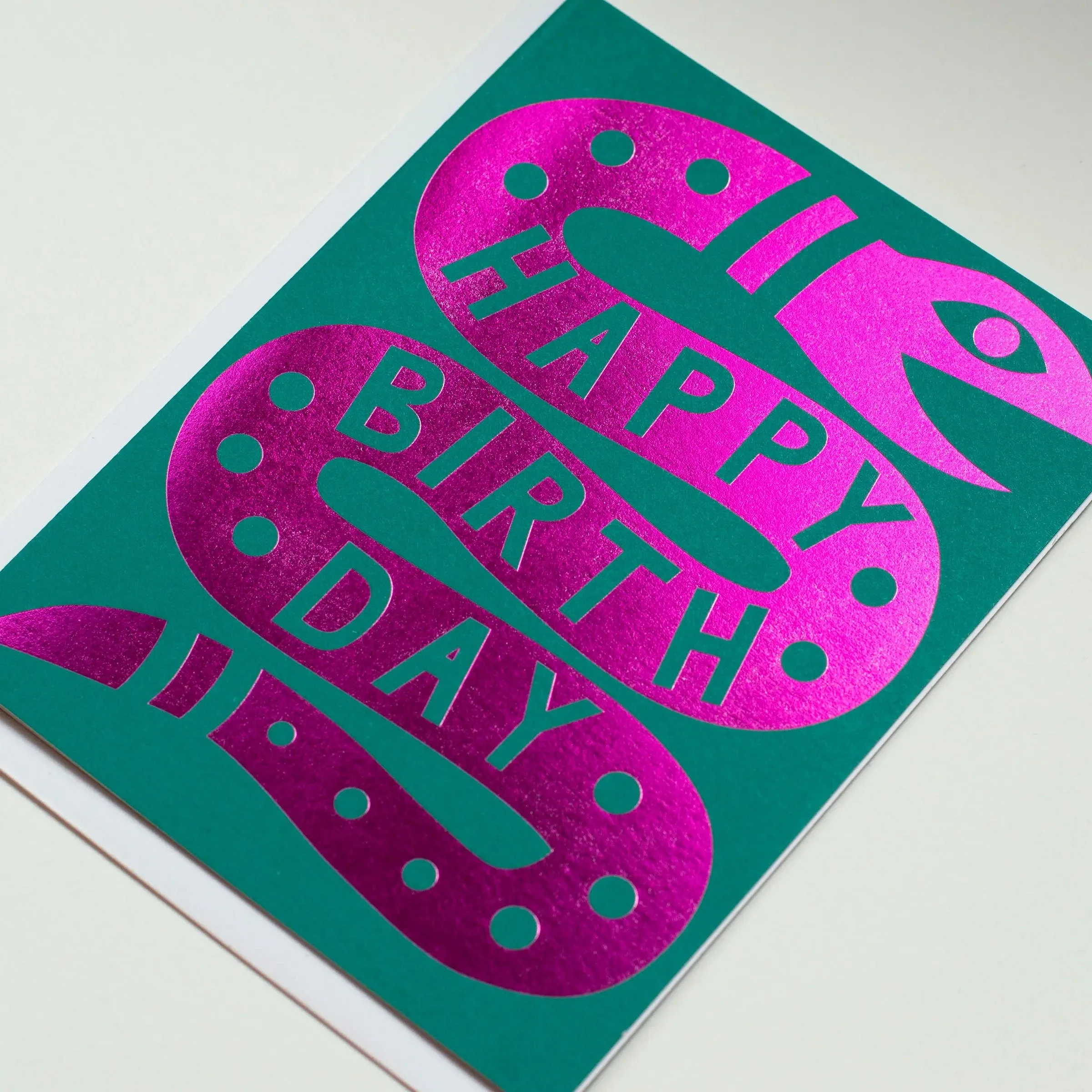 Pink Foil Happy Birthday Snake Note Card