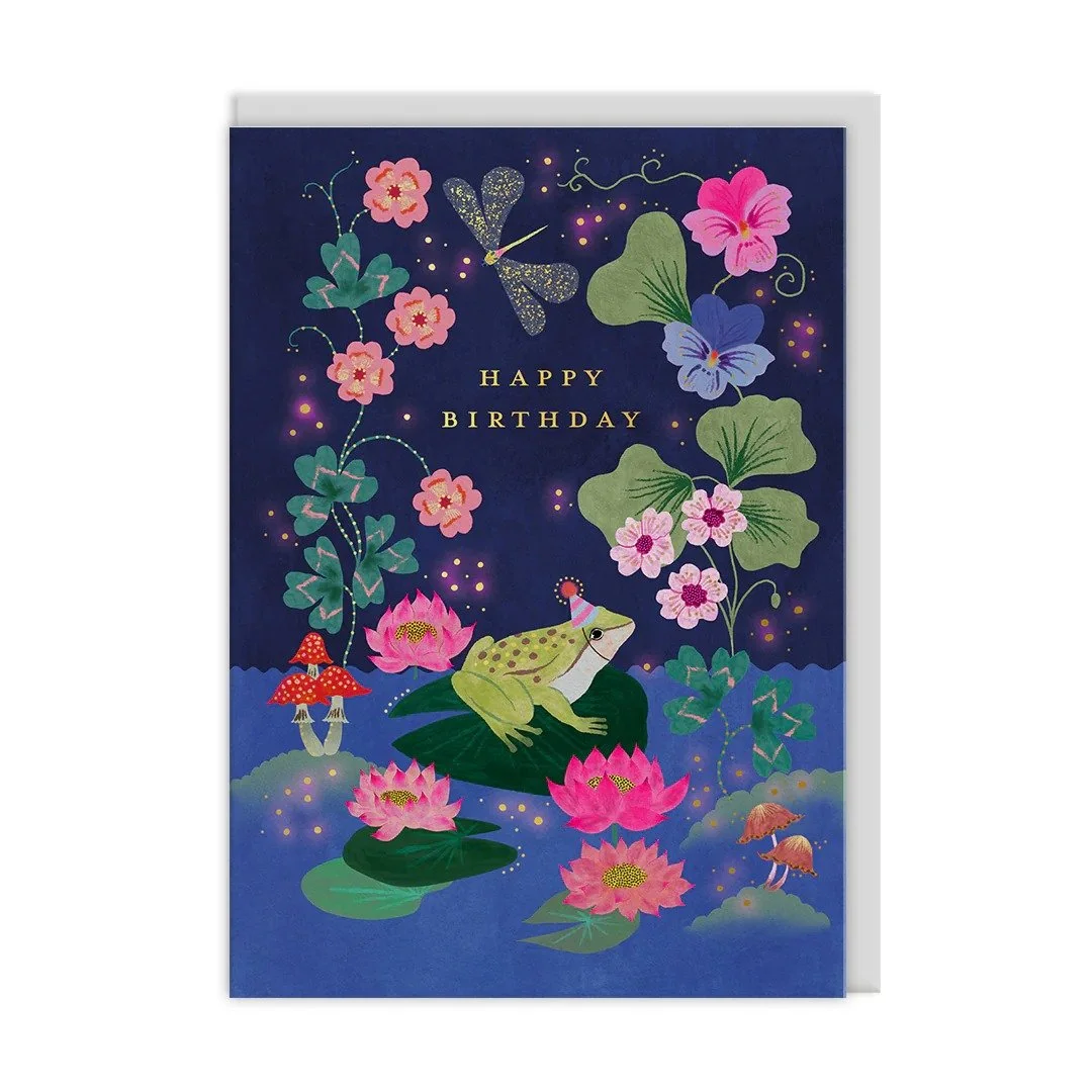 Lily Pad Frog Birthday Card