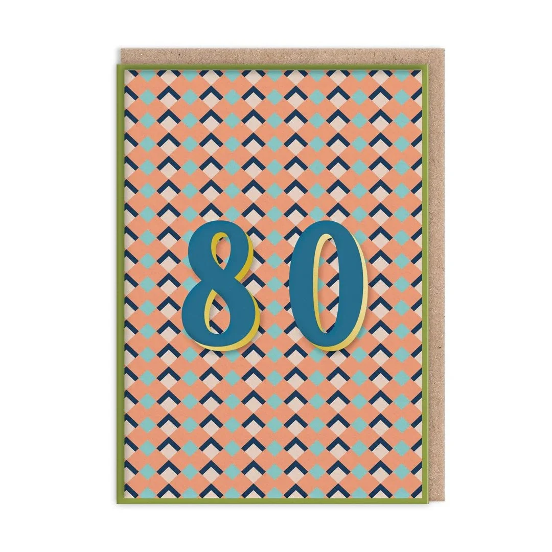 Geometric 80th Birthday Card