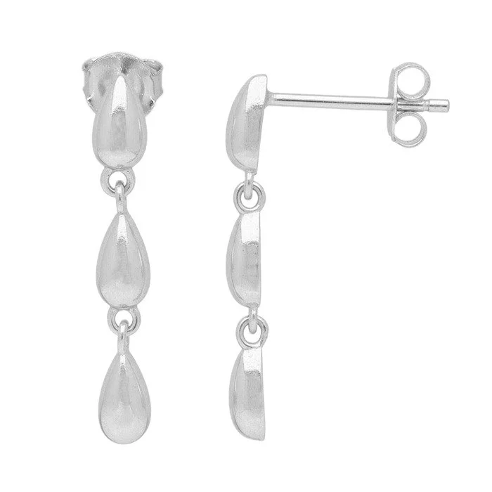 Sterling Silver Triple Teardrop Earrings