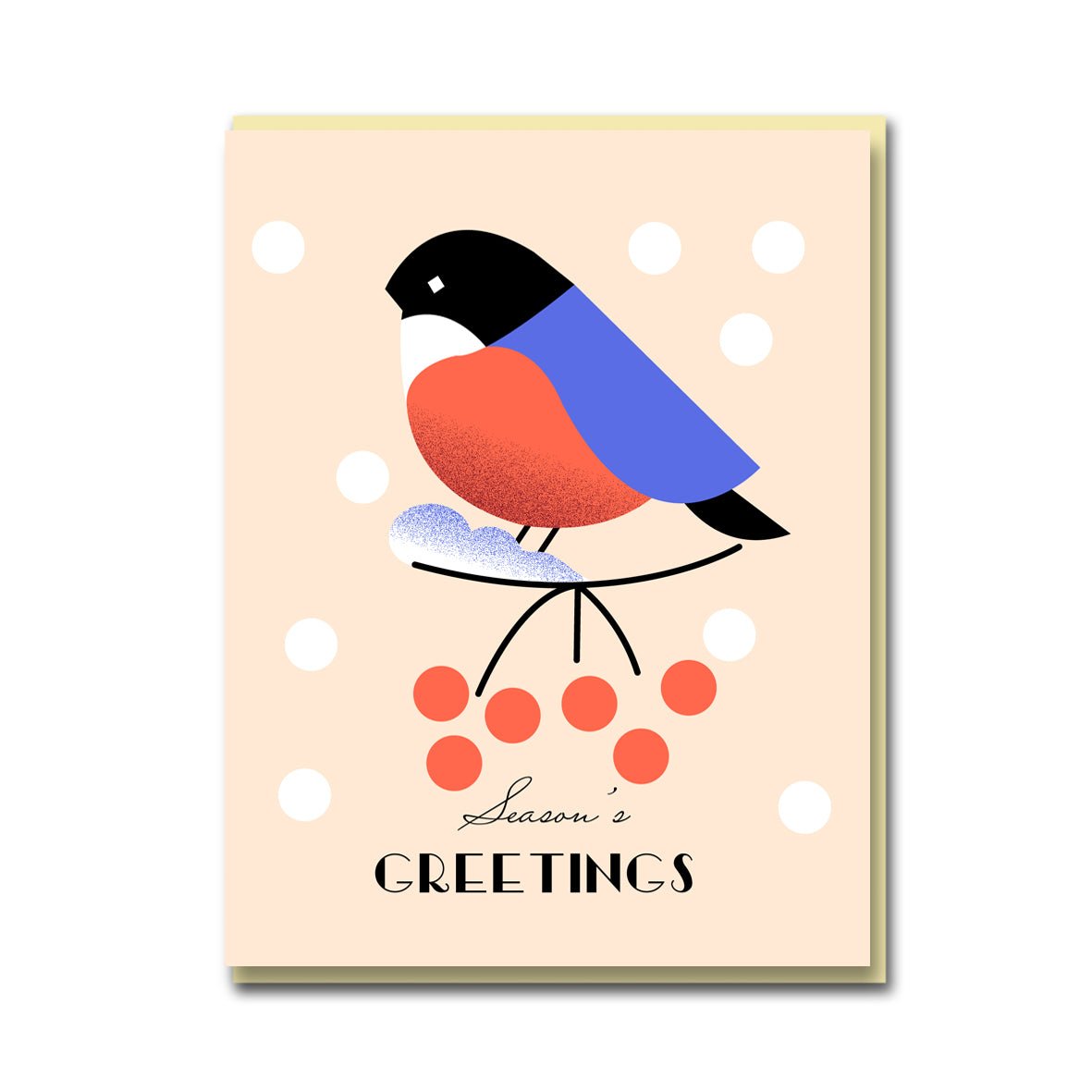 Robin With Berries Seasons Greetings Card