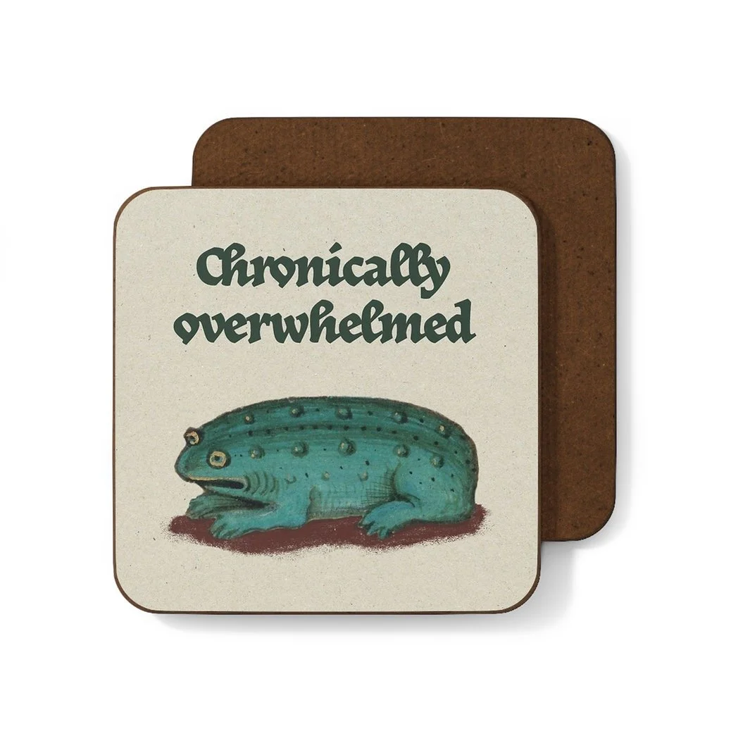 Overwhelmed Medieval Frog Coaster