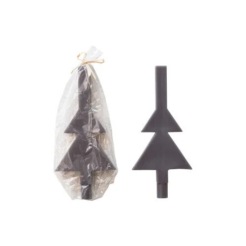 Grey Christmas Tree Taper Candle