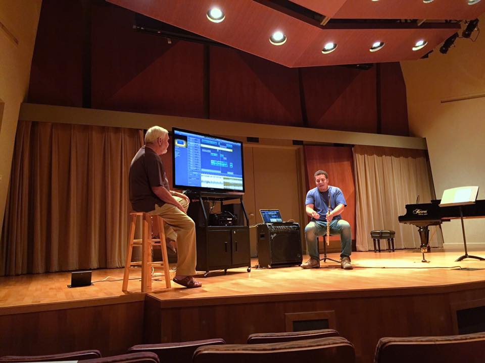At the Colburn School, LA giving a masterclass with co-educator and Legendary flutist, Jim Walker. Discussing the benefits and simplicity of producing music with digital audio workstations - transforming a simple idea into a full-blown composition. Also, we discussed ways to take the product and develop your own brand!