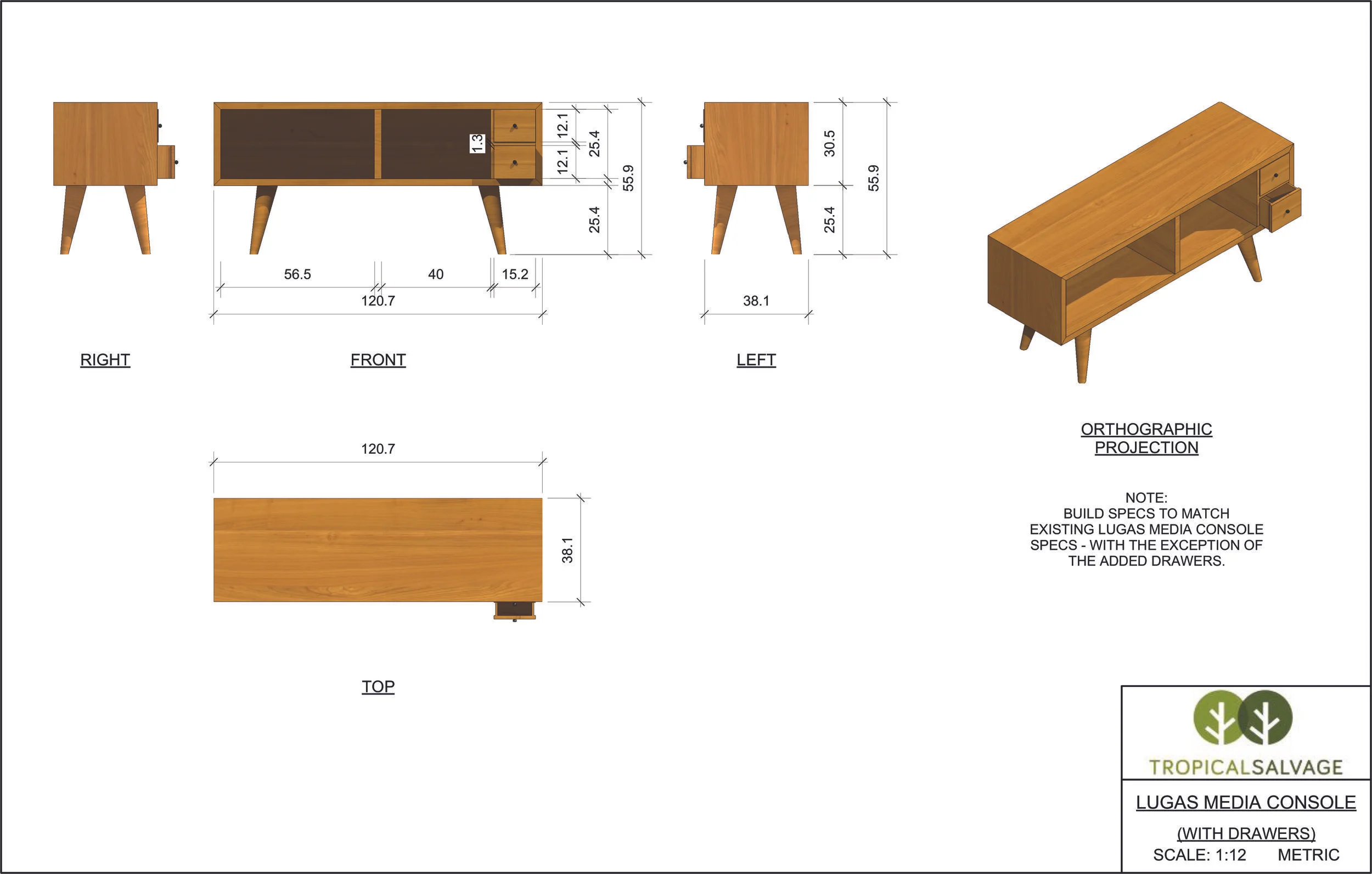 We developed some more mid-century flavored furniture, the Lugas Media Console being one of the options.